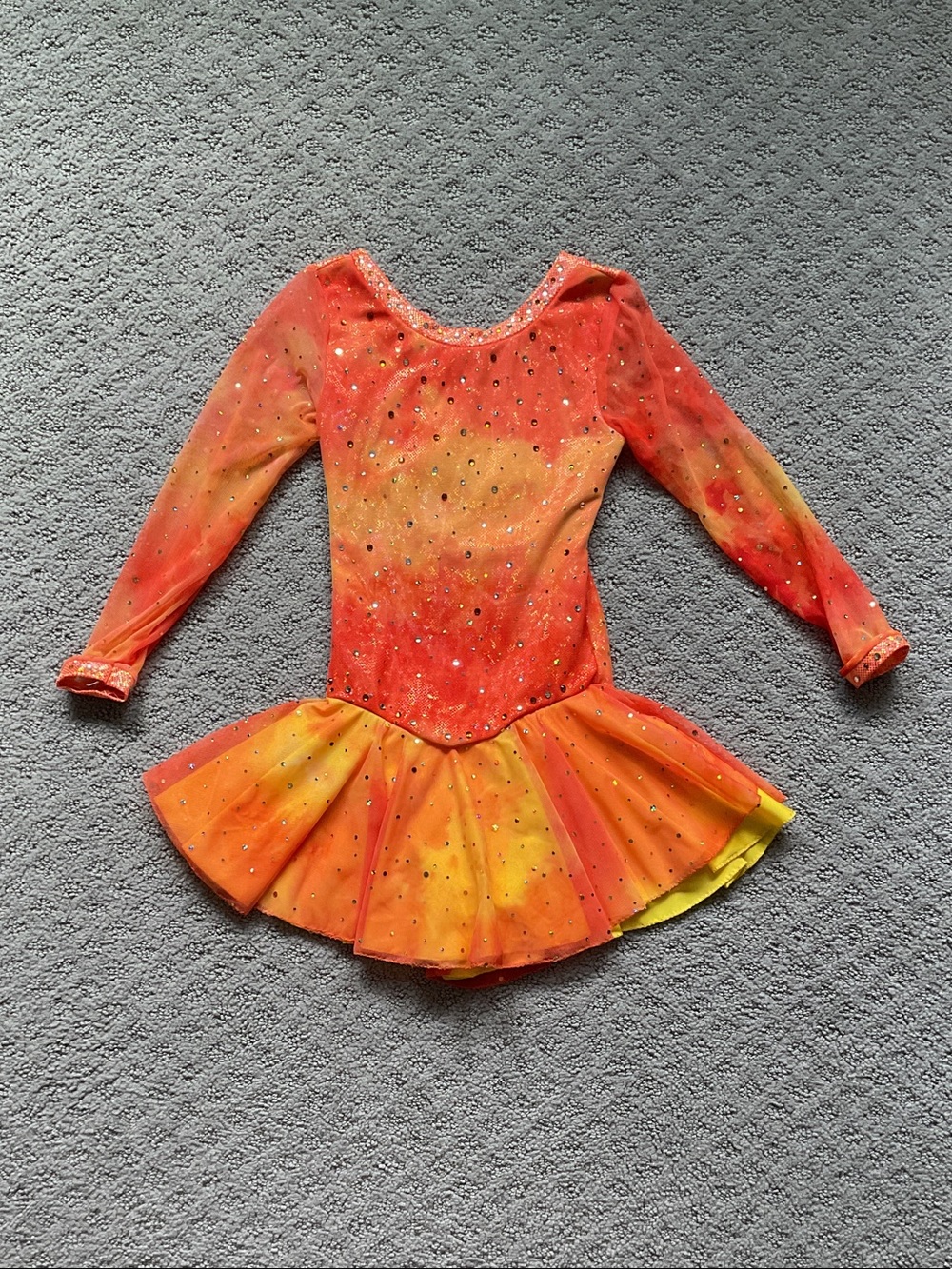 Girls Orange & Yellow Sparkle Skating Dress 0456